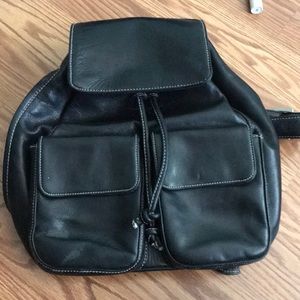 Perlina New York Vintage Black Leather Backpack